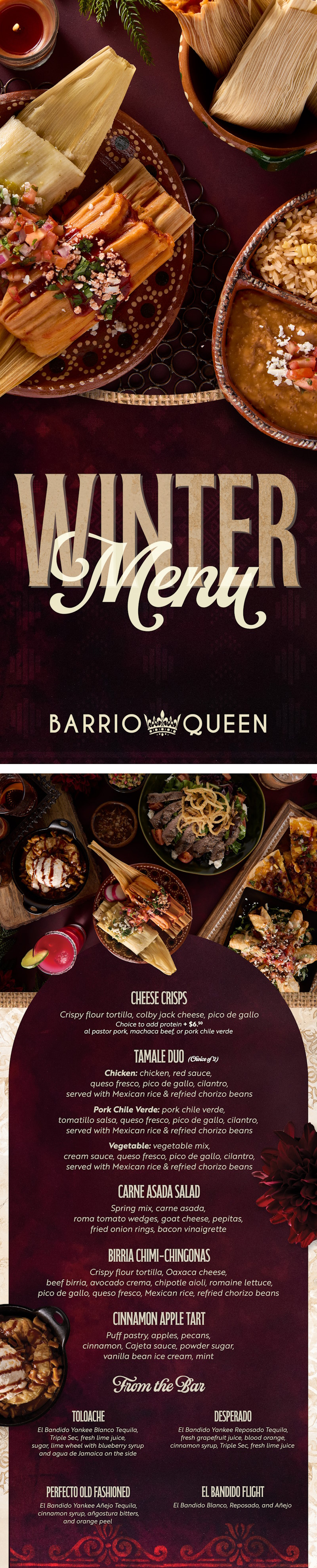 A preview of the delicious dishes and drinks offered by Barrio Queen as part of the new winter menu.