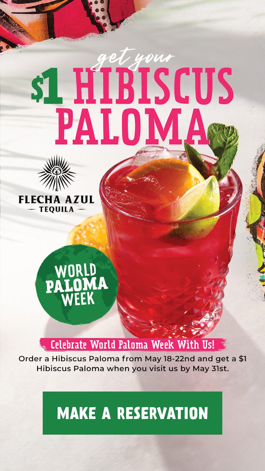 A cool and refreshing $1 Paloma to celebrate World Paloma Week at Barrio Queen restaurants